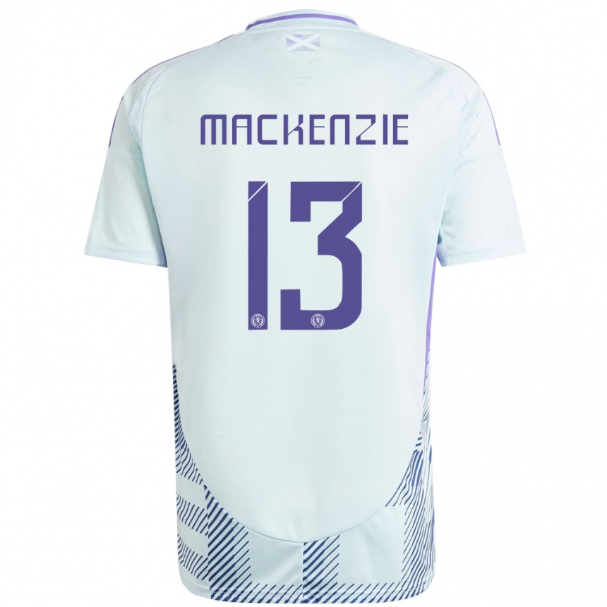 Men Football Scotland Zander Mackenzie #13 Light Mint Blue Away Jersey 24-26 T-Shirt Uk