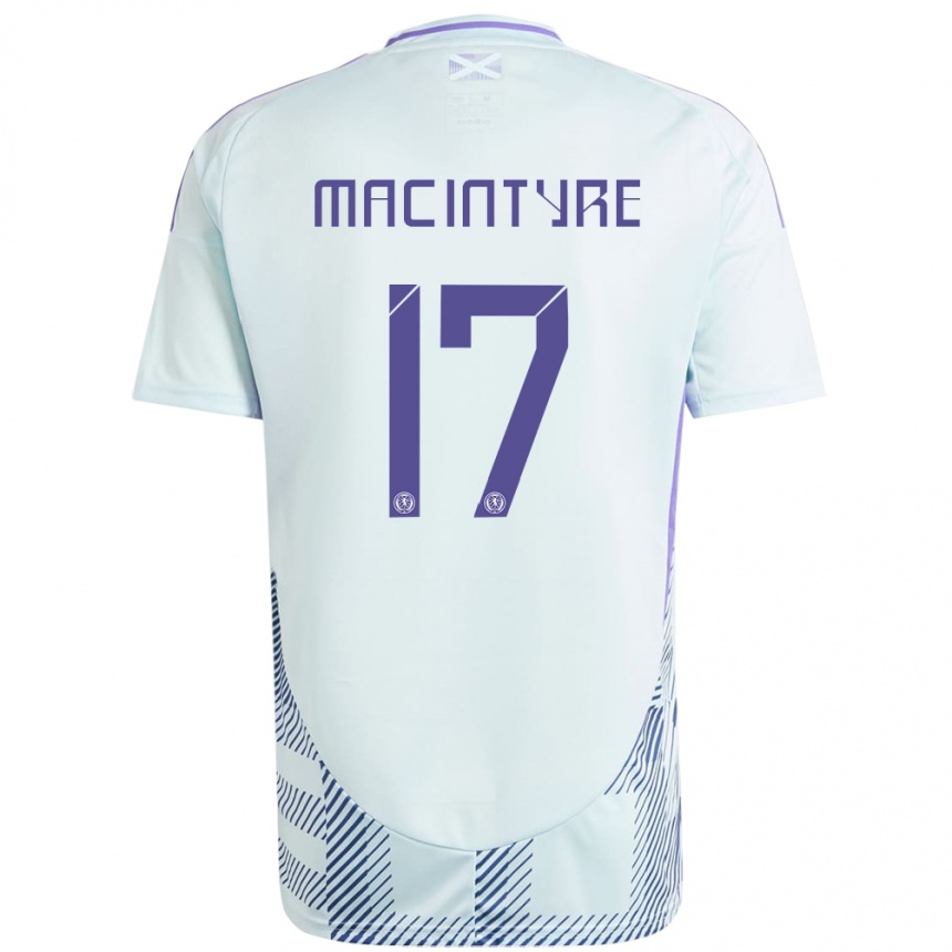 Men Football Scotland Jacob Macintyre #17 Light Mint Blue Away Jersey 24-26 T-Shirt Uk