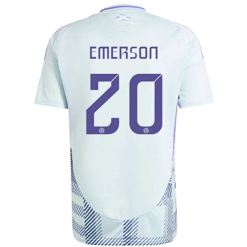 Men Football Scotland Johnny Emerson #20 Light Mint Blue Away Jersey 24-26 T-Shirt Uk