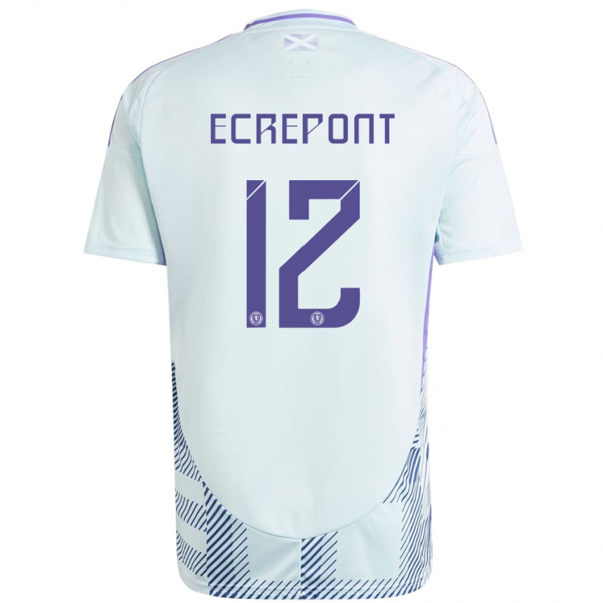 Men Football Scotland Oliver Ecrepont #12 Light Mint Blue Away Jersey 24-26 T-Shirt Uk