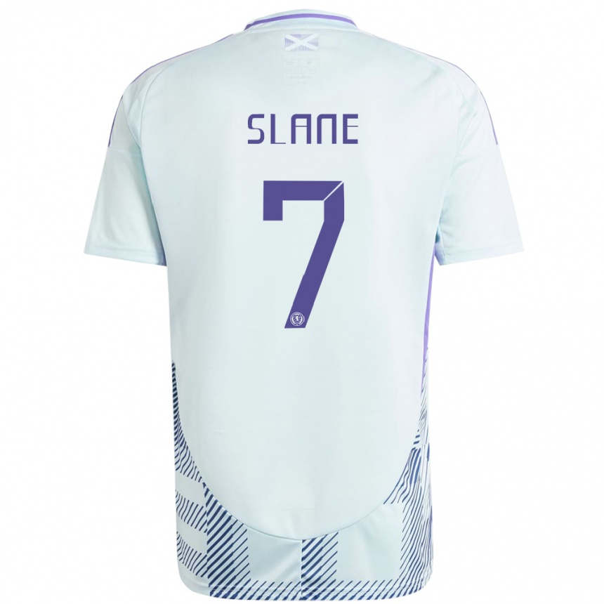 Men Football Scotland Paul Slane #7 Light Mint Blue Away Jersey 24-26 T-Shirt Uk