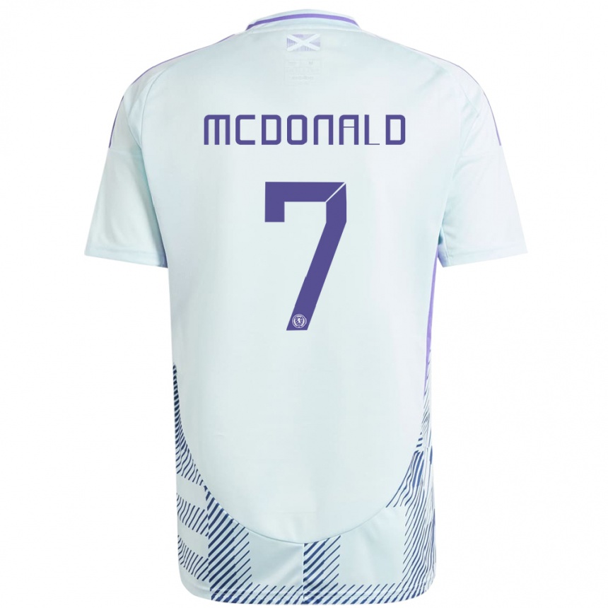 Men Football Scotland Josh Mcdonald #7 Light Mint Blue Away Jersey 24-26 T-Shirt Uk