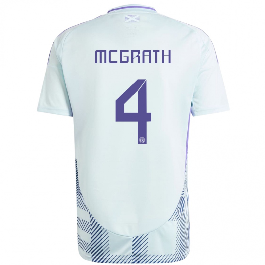 Men Football Scotland Joseph Mcgrath #4 Light Mint Blue Away Jersey 24-26 T-Shirt Uk