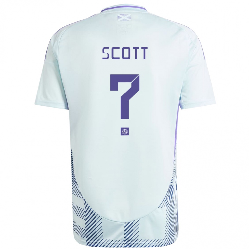 Men Football Scotland Cameron Scott #0 Light Mint Blue Away Jersey 24-26 T-Shirt Uk