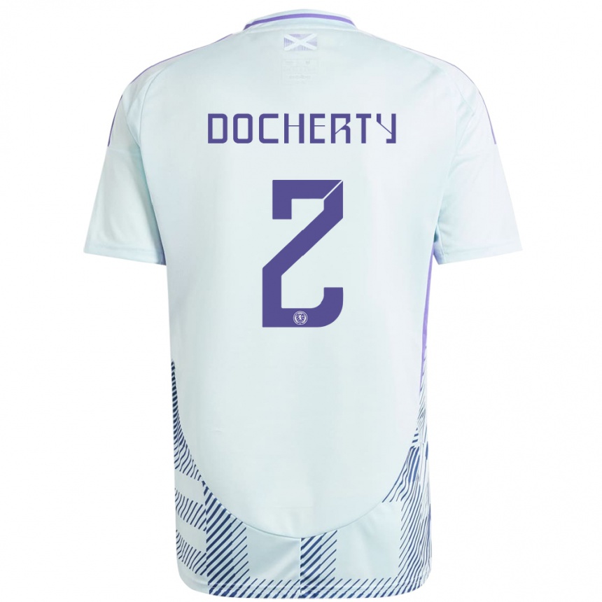 Men Football Scotland Nicola Docherty #2 Light Mint Blue Away Jersey 24-26 T-Shirt Uk