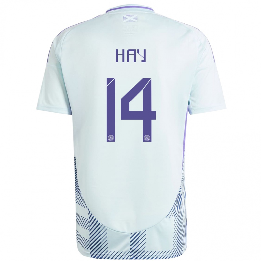 Men Football Scotland Brogan Hay #14 Light Mint Blue Away Jersey 24-26 T-Shirt Uk