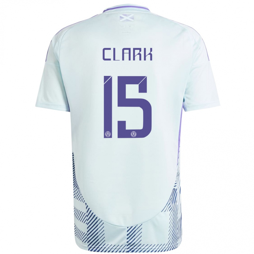 Men Football Scotland Jenna Clark #15 Light Mint Blue Away Jersey 24-26 T-Shirt Uk