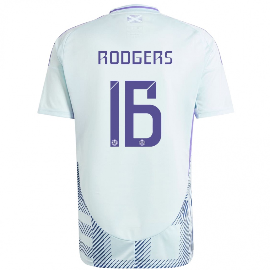 Men Football Scotland Amy Rodgers #16 Light Mint Blue Away Jersey 24-26 T-Shirt Uk