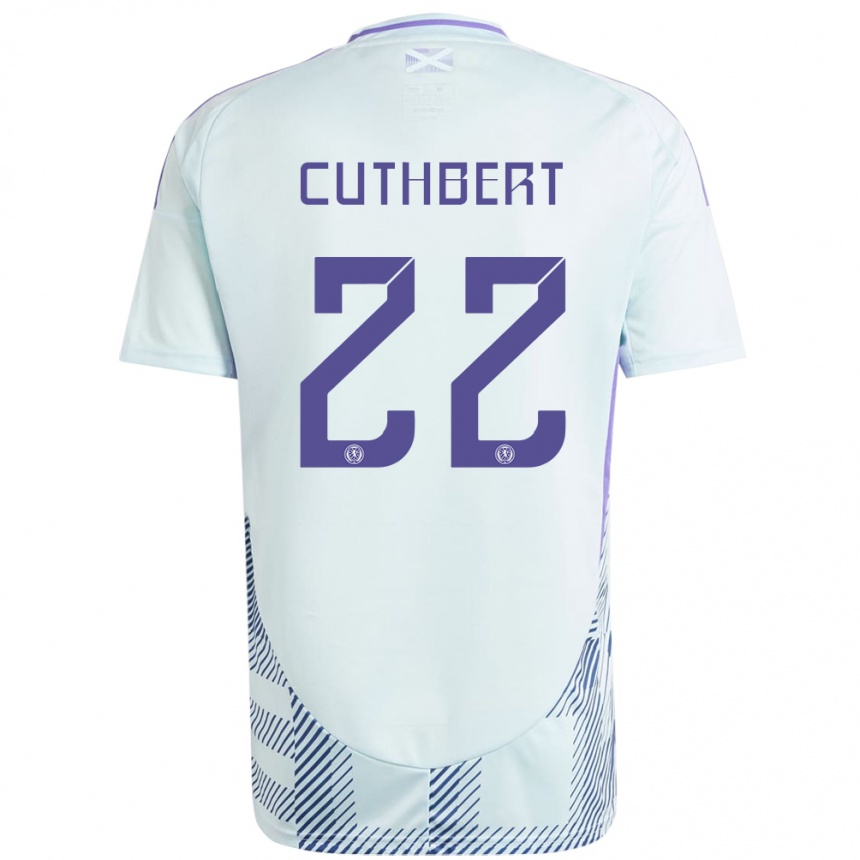 Men Football Scotland Erin Cuthbert #22 Light Mint Blue Away Jersey 24-26 T-Shirt Uk