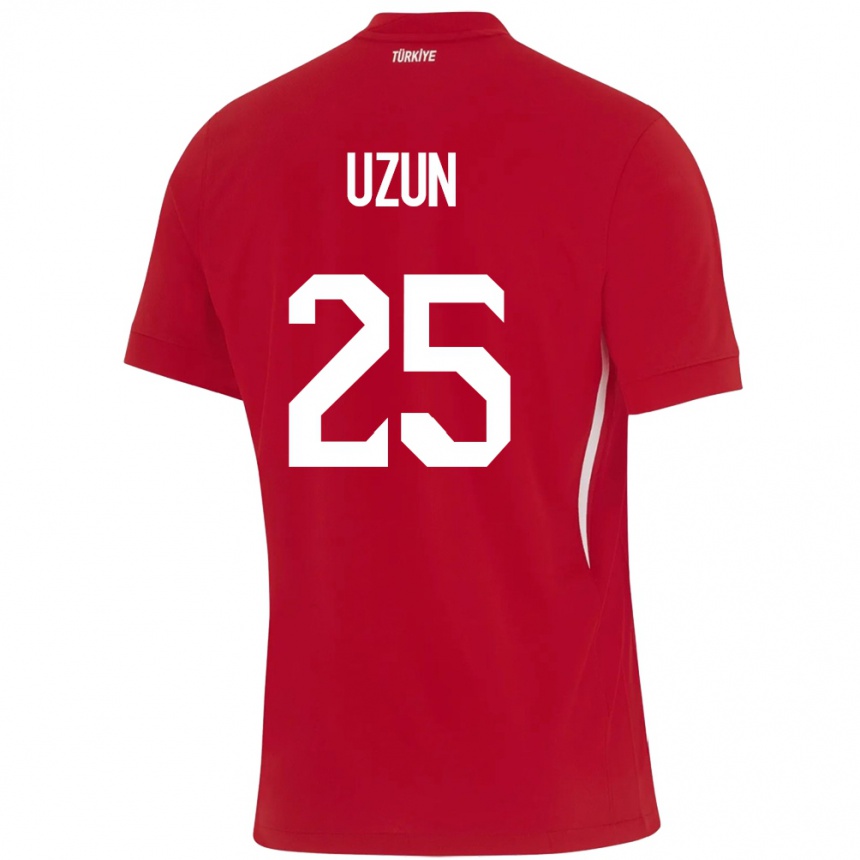 Men Football Turkey Can Uzun #25 Red Away Jersey 24-26 T-Shirt Uk