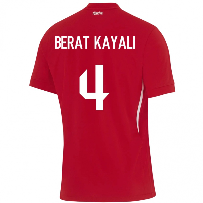 Men Football Turkey Hasan Berat Kayalı #4 Red Away Jersey 24-26 T-Shirt Uk