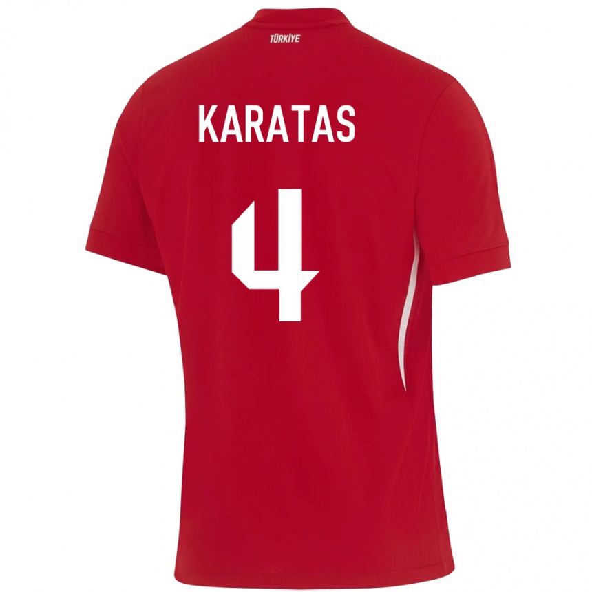 Men Football Turkey Eda Karataş #4 Red Away Jersey 24-26 T-Shirt Uk