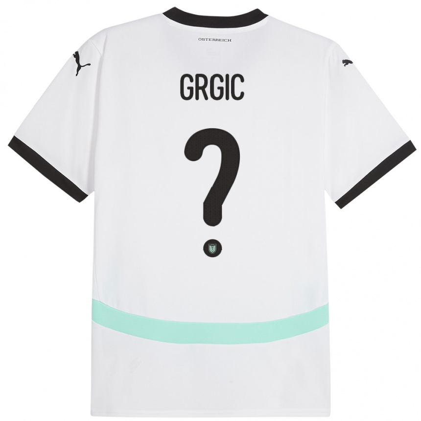 Men Football Austria Leon Grgic #0 White Away Jersey 24-26 T-Shirt Uk