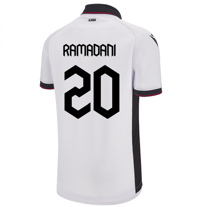 Men Football Albania Ylber Ramadani #20 White Away Jersey 24-26 T-Shirt Uk