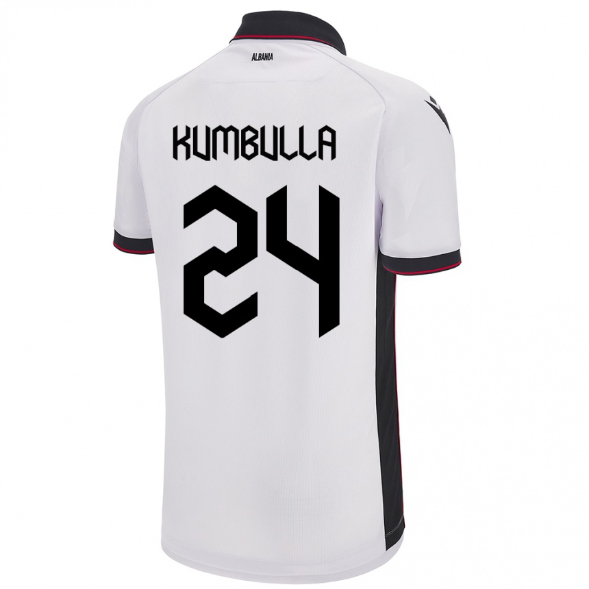 Men Football Albania Marash Kumbulla #24 White Away Jersey 24-26 T-Shirt Uk