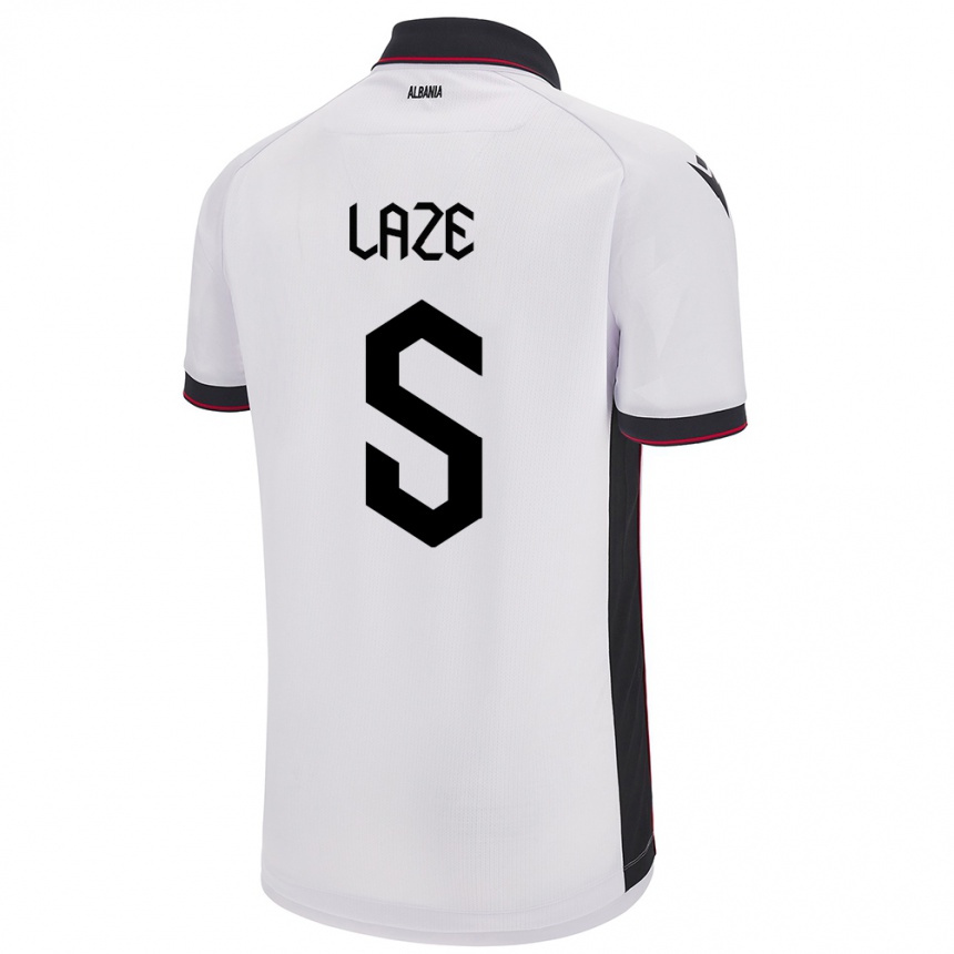 Men Football Albania Jetmir Laze #5 White Away Jersey 24-26 T-Shirt Uk