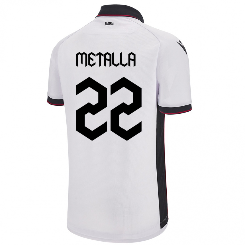 Men Football Albania Mikaela Metalla #22 White Away Jersey 24-26 T-Shirt Uk