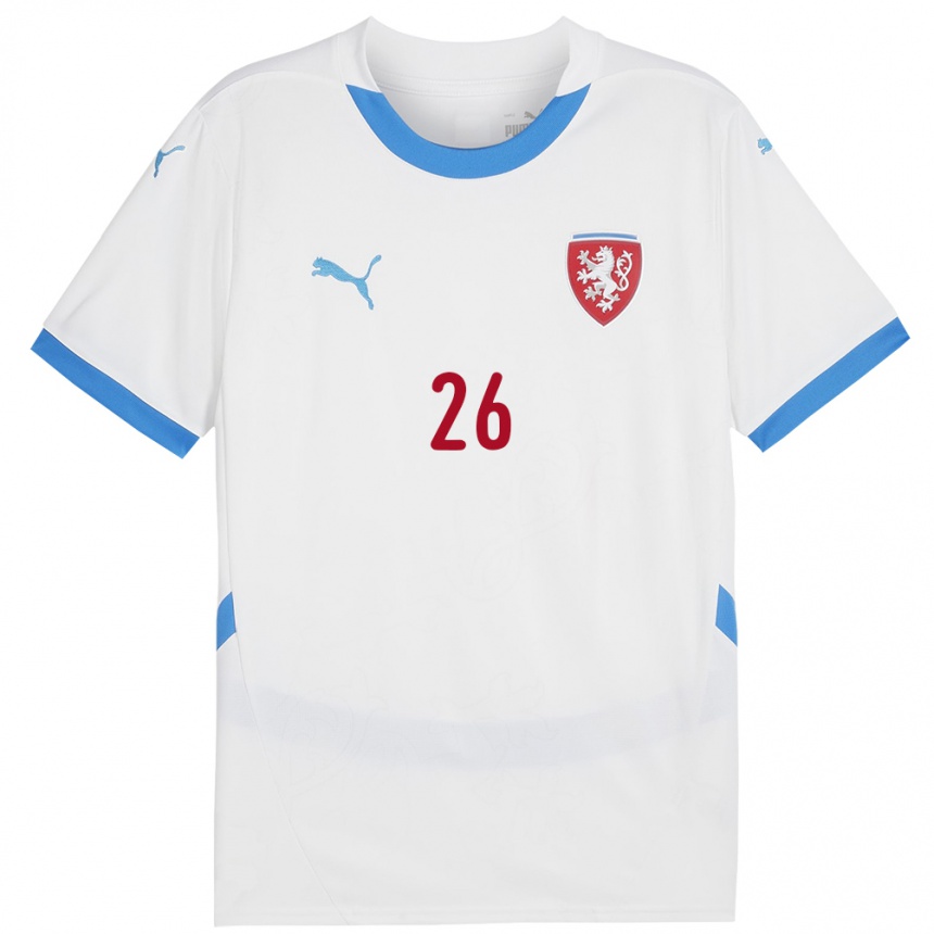 Men Football Czech Republic Matej Jurasek #26 White Away Jersey 24-26 T-Shirt Uk