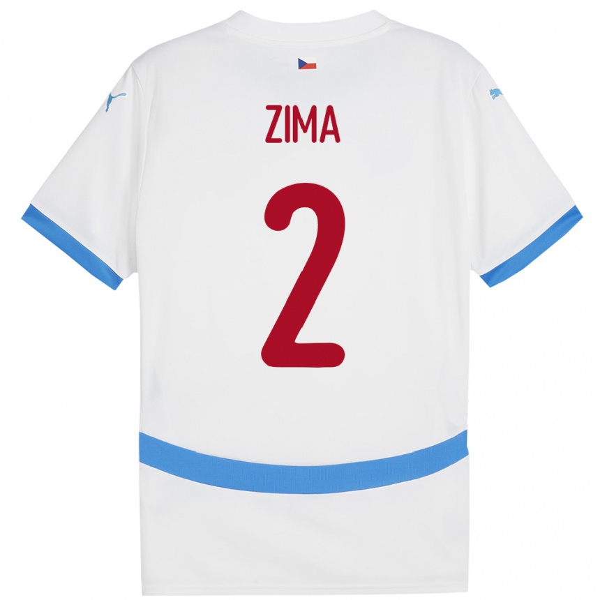 Men Football Czech Republic David Zima #2 White Away Jersey 24-26 T-Shirt Uk