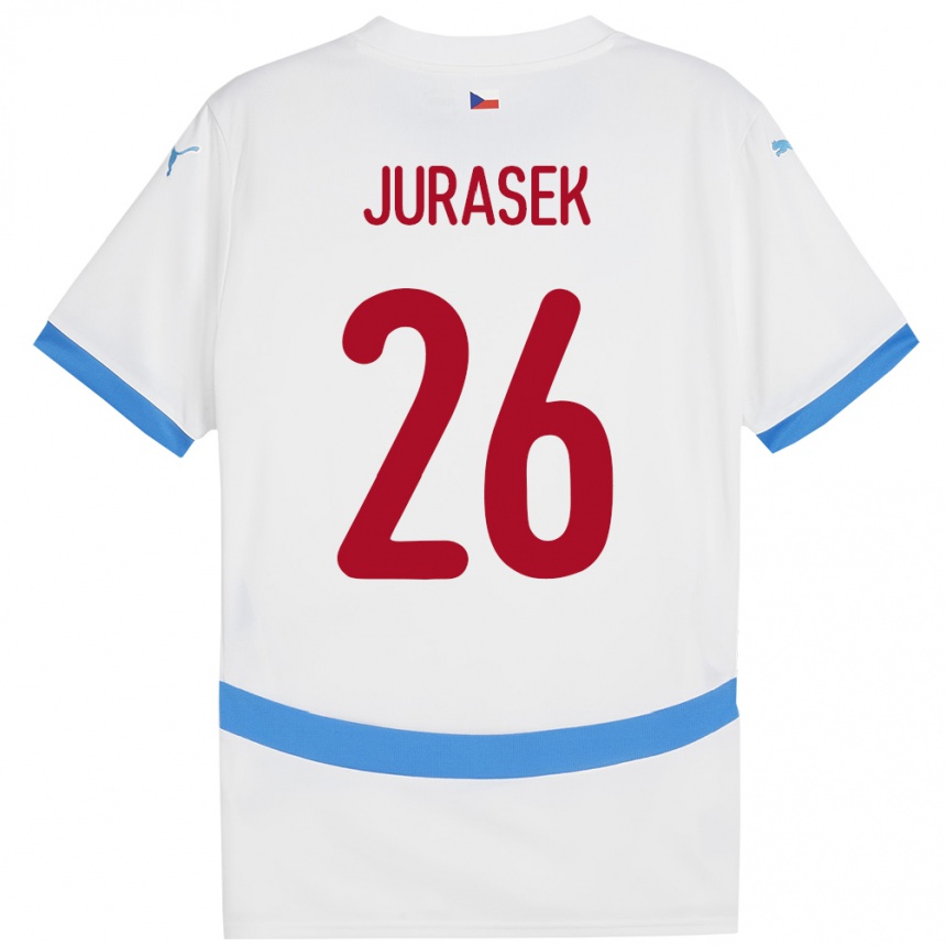 Men Football Czech Republic Matej Jurasek #26 White Away Jersey 24-26 T-Shirt Uk