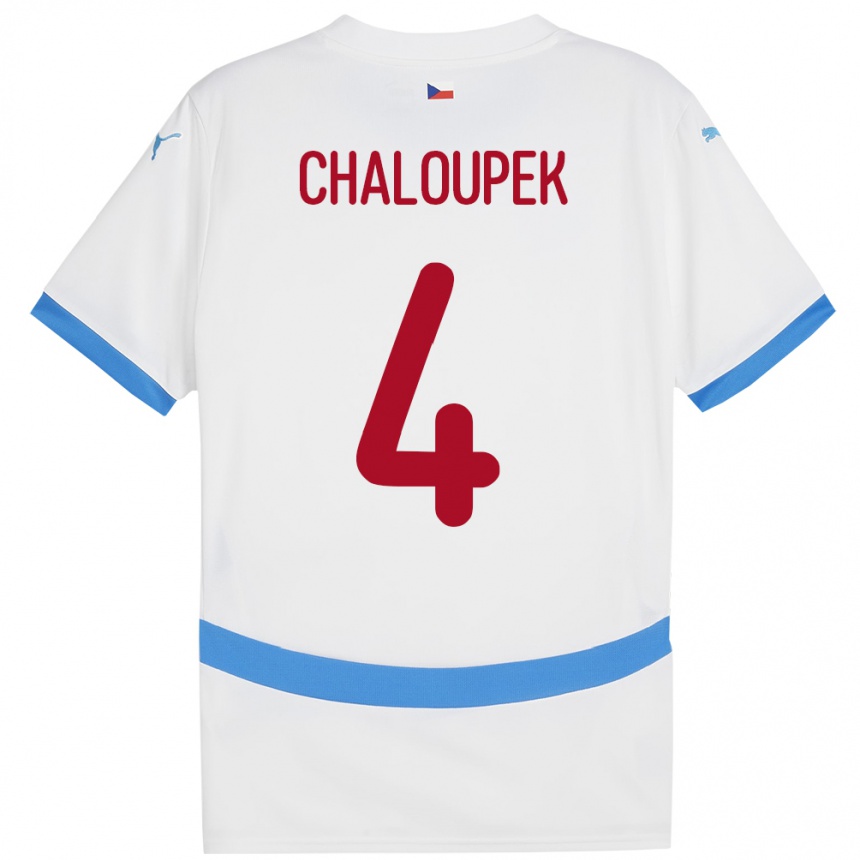 Men Football Czech Republic Stepan Chaloupek #4 White Away Jersey 24-26 T-Shirt Uk