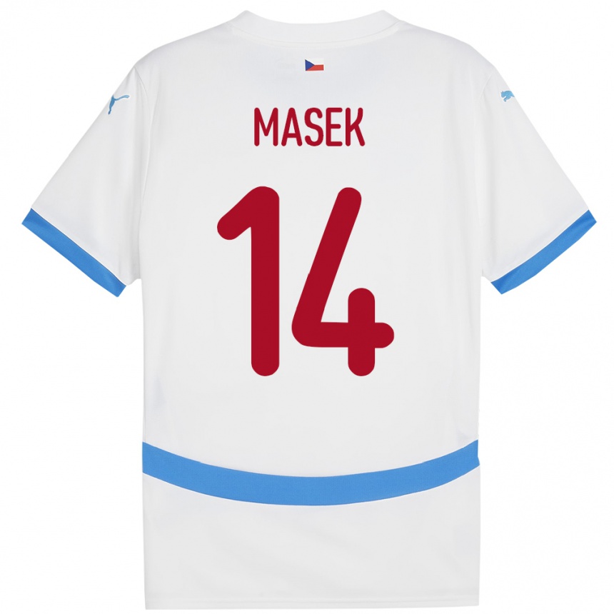 Men Football Czech Republic Lukas Masek #14 White Away Jersey 24-26 T-Shirt Uk