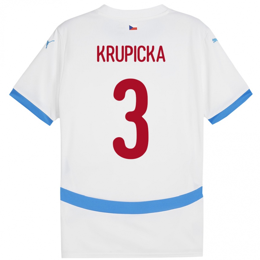 Men Football Czech Republic David Krupicka #3 White Away Jersey 24-26 T-Shirt Uk