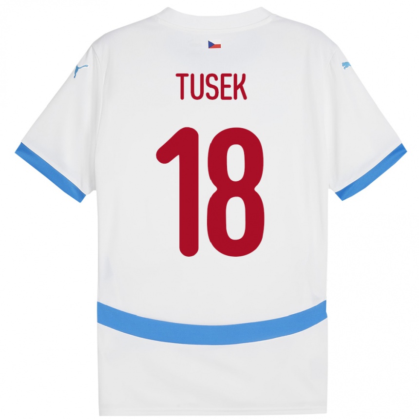 Men Football Czech Republic Adam Tusek #18 White Away Jersey 24-26 T-Shirt Uk