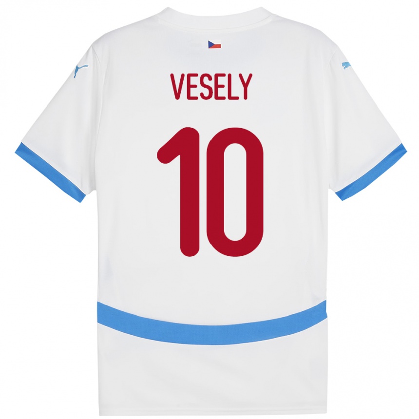 Men Football Czech Republic David Vesely #10 White Away Jersey 24-26 T-Shirt Uk