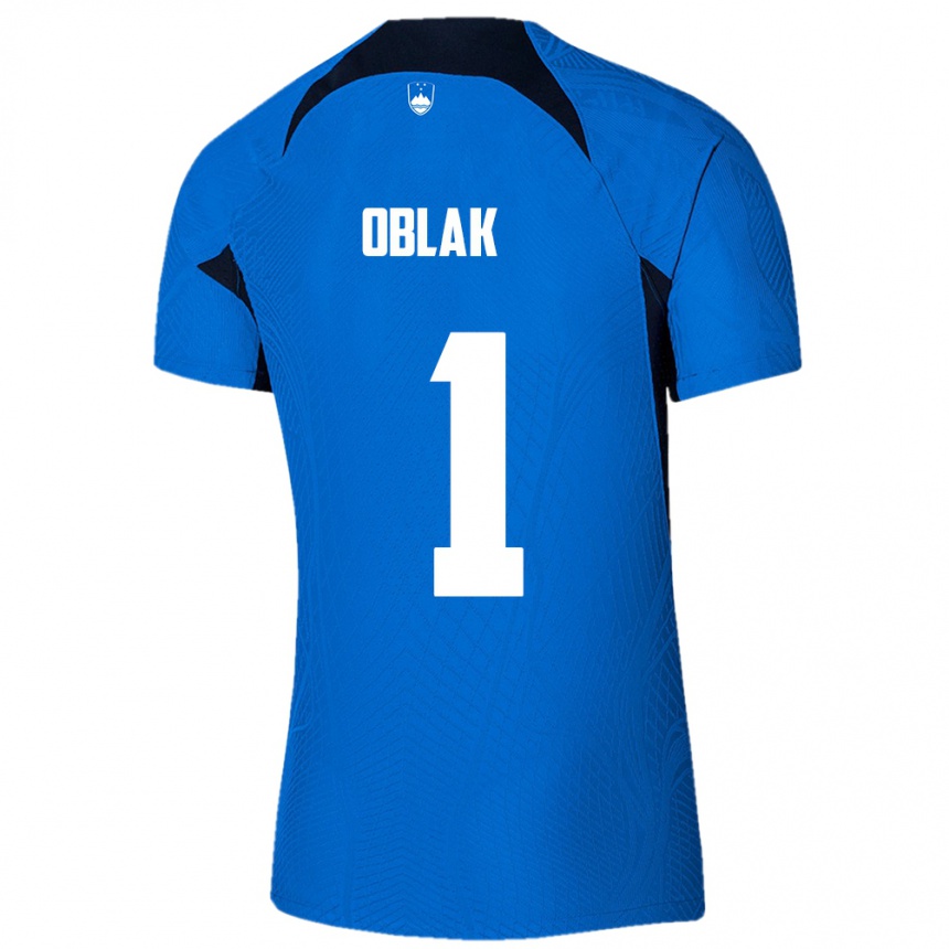 Men Football Slovenia Jan Oblak #1 Blue Away Jersey 24-26 T-Shirt Uk