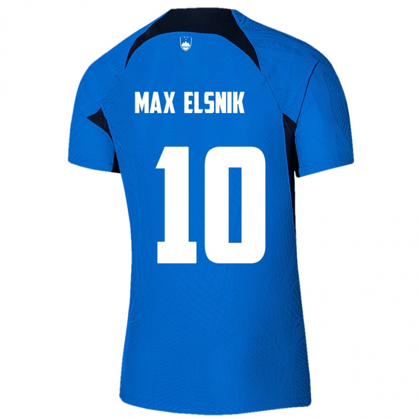 Men Football Slovenia Timi Max Elsnik #10 Blue Away Jersey 24-26 T-Shirt Uk