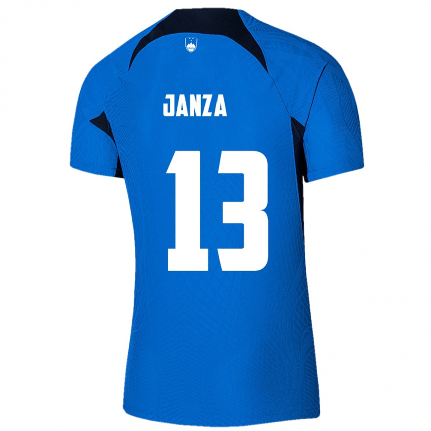 Men Football Slovenia Erik Janza #13 Blue Away Jersey 24-26 T-Shirt Uk