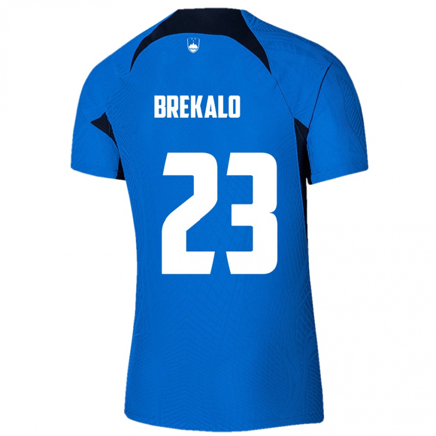 Men Football Slovenia David Brekalo #23 Blue Away Jersey 24-26 T-Shirt Uk