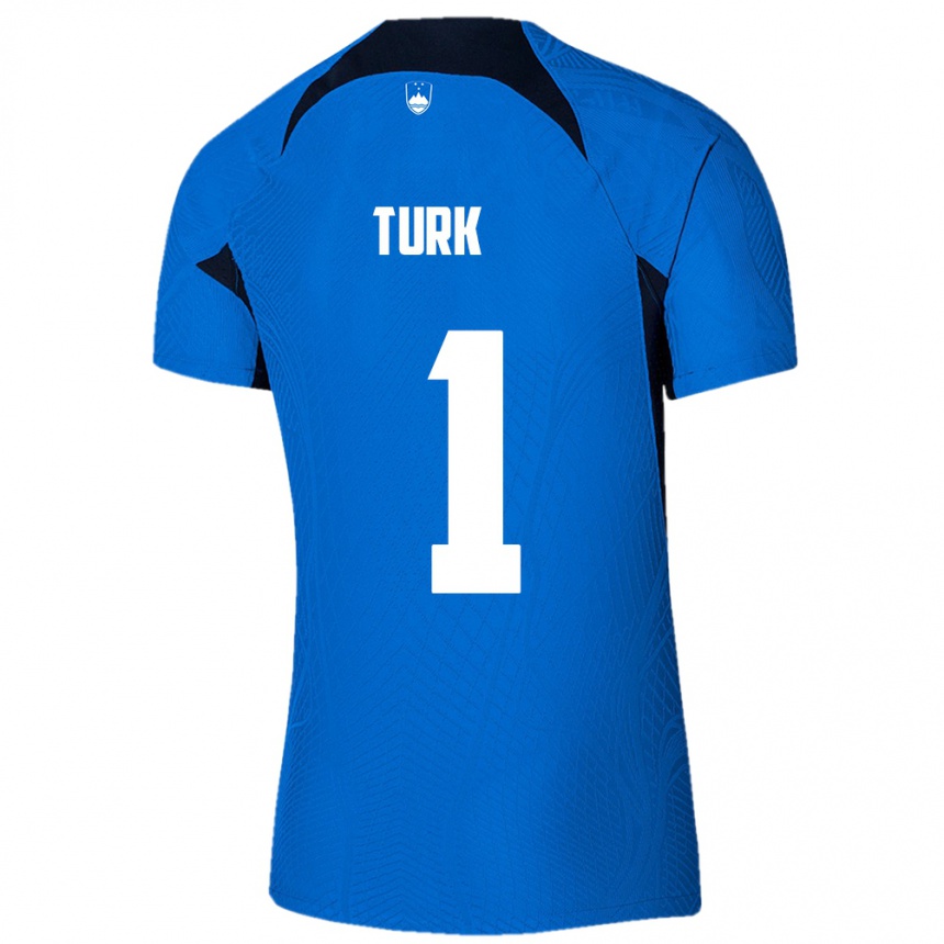 Men Football Slovenia Martin Turk #1 Blue Away Jersey 24-26 T-Shirt Uk