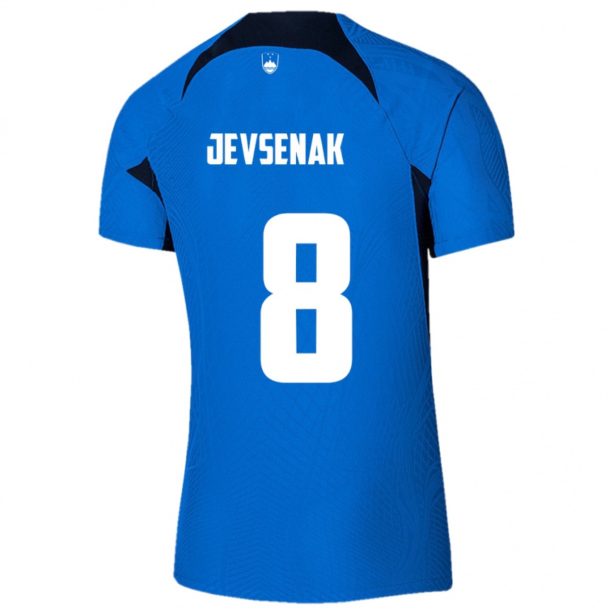 Men Football Slovenia Florjan Jevsenak #8 Blue Away Jersey 24-26 T-Shirt Uk