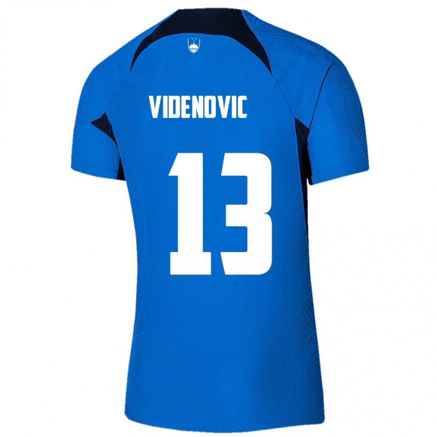 Men Football Slovenia Denis Videnovic #13 Blue Away Jersey 24-26 T-Shirt Uk