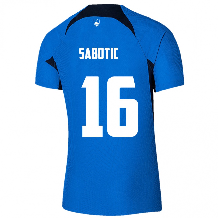 Men Football Slovenia Tais Sabotic #16 Blue Away Jersey 24-26 T-Shirt Uk