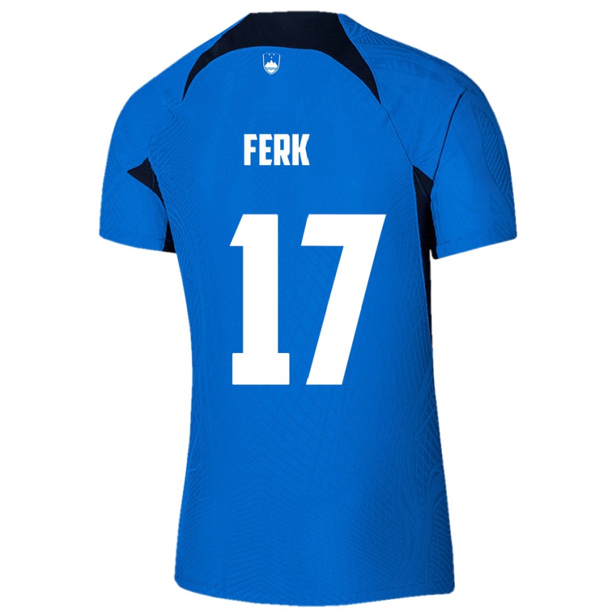 Men Football Slovenia Matic Ferk #17 Blue Away Jersey 24-26 T-Shirt Uk