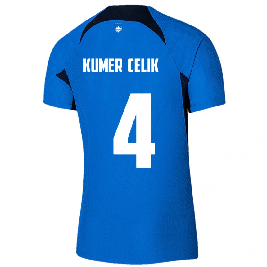 Men Football Slovenia An Kumer Celik #4 Blue Away Jersey 24-26 T-Shirt Uk