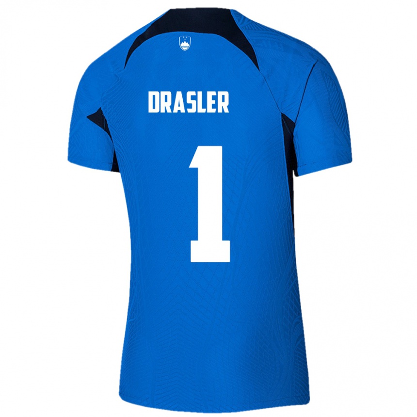 Men Football Slovenia Iztok Drasler #1 Blue Away Jersey 24-26 T-Shirt Uk