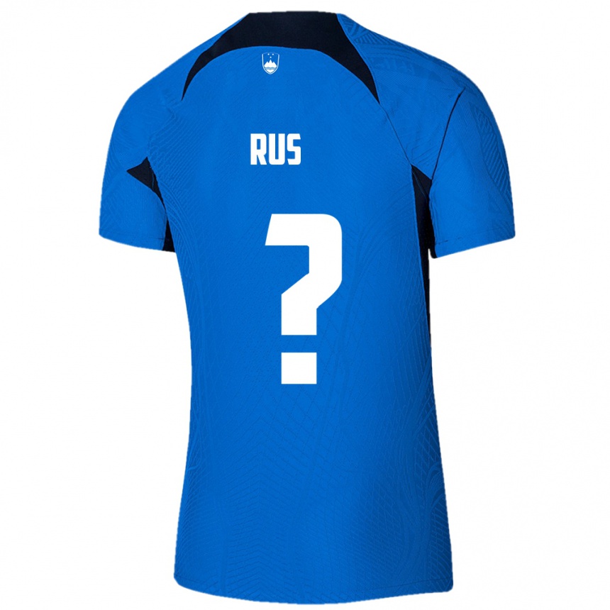 Men Football Slovenia Luka Rus #0 Blue Away Jersey 24-26 T-Shirt Uk