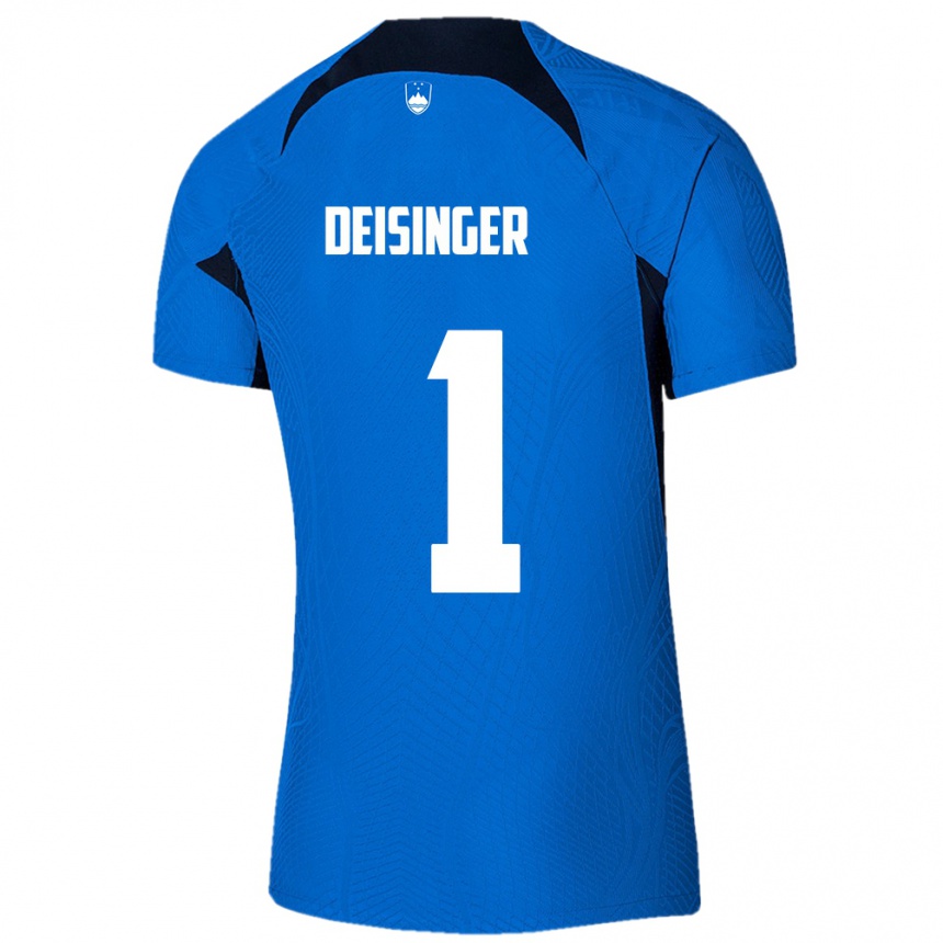 Men Football Slovenia Nik Deisinger #1 Blue Away Jersey 24-26 T-Shirt Uk