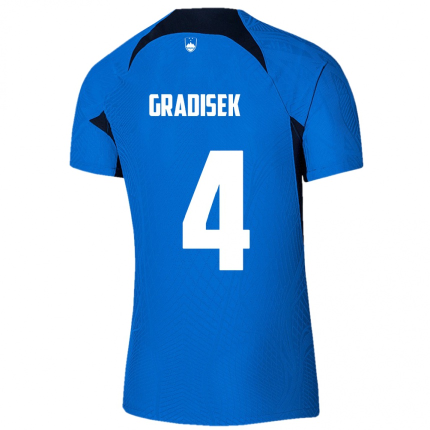 Men Football Slovenia Sara Gradišek #4 Blue Away Jersey 24-26 T-Shirt Uk