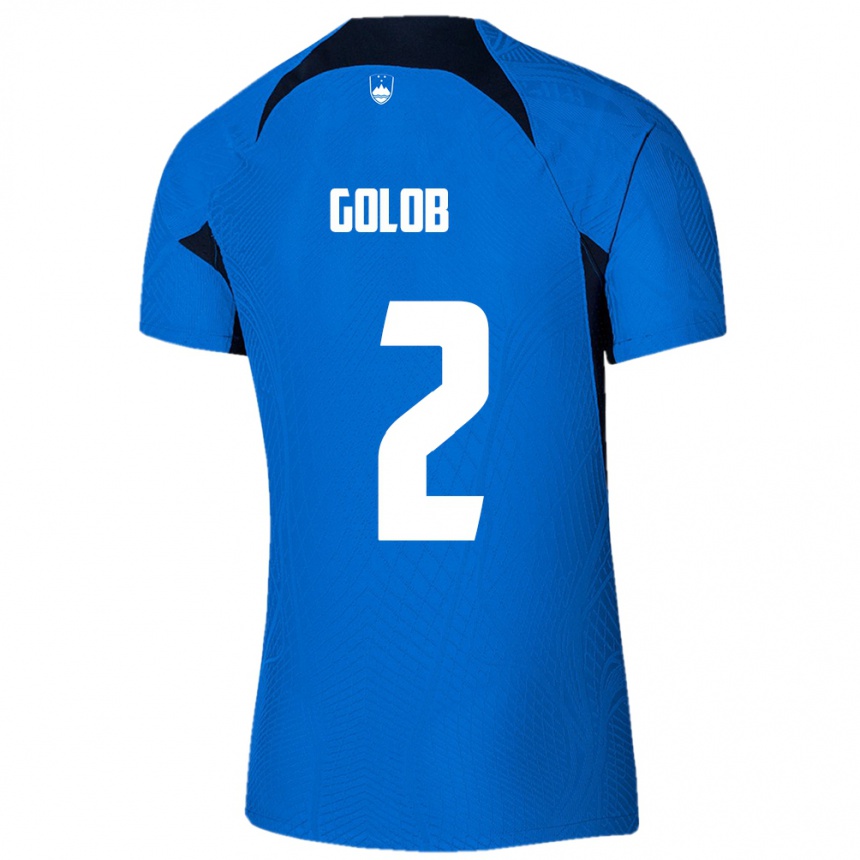 Men Football Slovenia Lana Golob #2 Blue Away Jersey 24-26 T-Shirt Uk