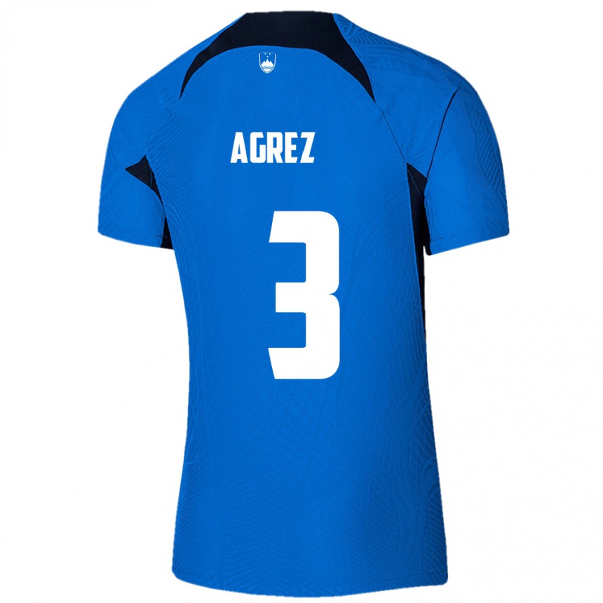 Men Football Slovenia Sara Agrež #3 Blue Away Jersey 24-26 T-Shirt Uk