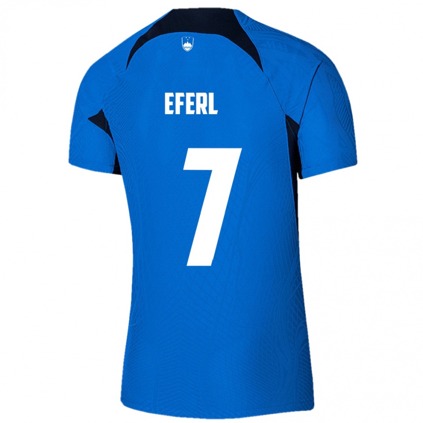 Men Football Slovenia Anja Eferl #7 Blue Away Jersey 24-26 T-Shirt Uk