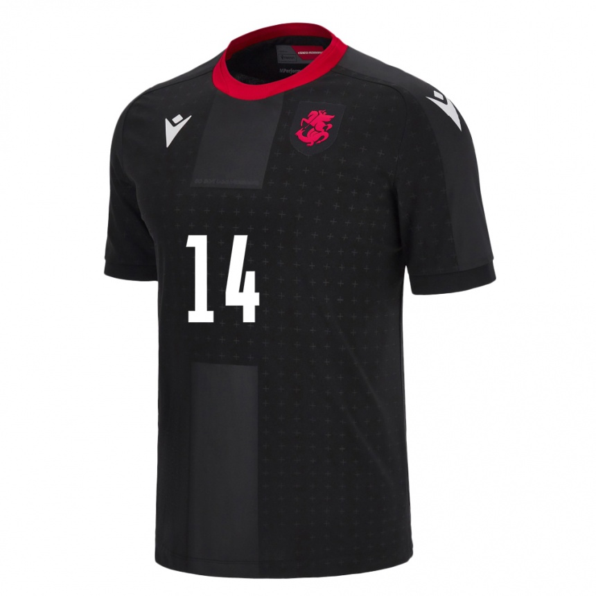 Men Football Georgia Alexandre Kutateladze #14 Black Away Jersey 24-26 T-Shirt Uk