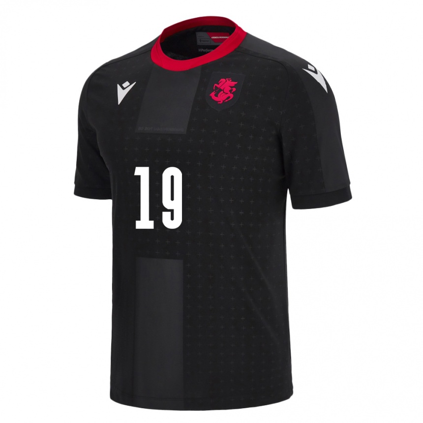 Men Football Georgia Tornike Morchiladze #19 Black Away Jersey 24-26 T-Shirt Uk