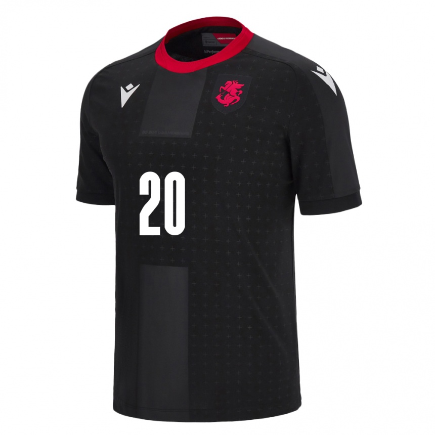 Men Football Georgia Giorgi Abuashvili #20 Black Away Jersey 24-26 T-Shirt Uk