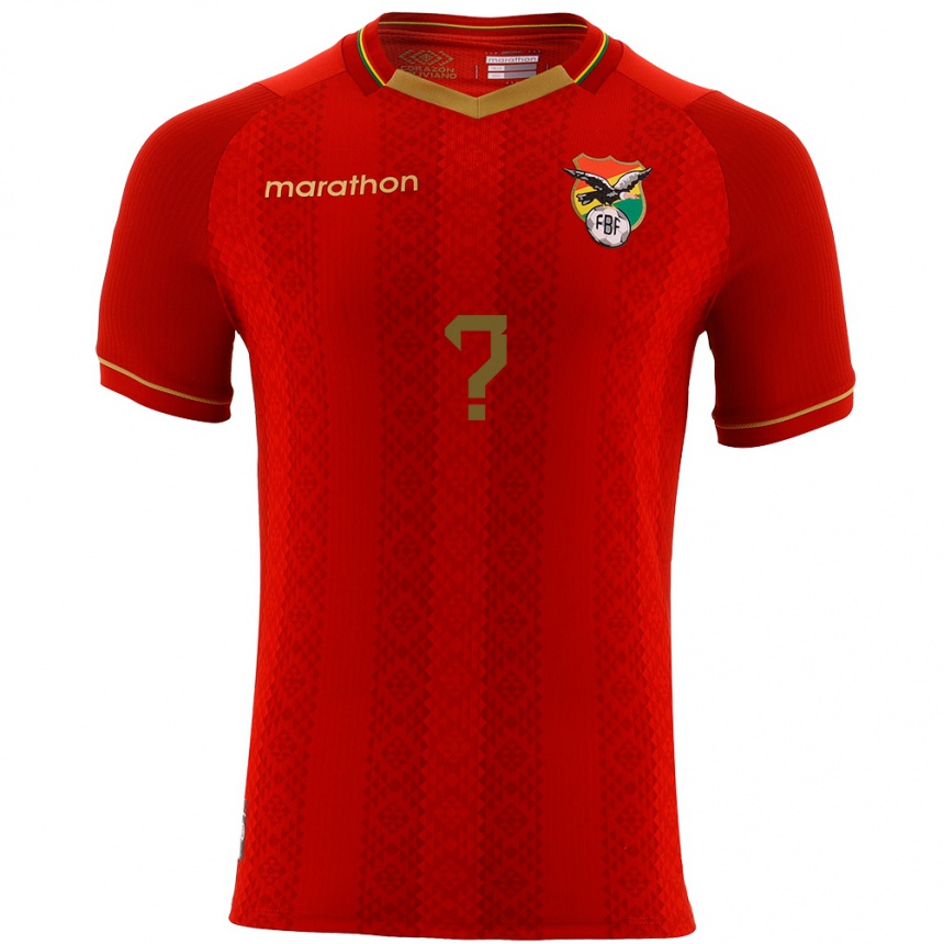 Men Football Bolivia Your Name #0 Red Away Jersey 24-26 T-Shirt Uk